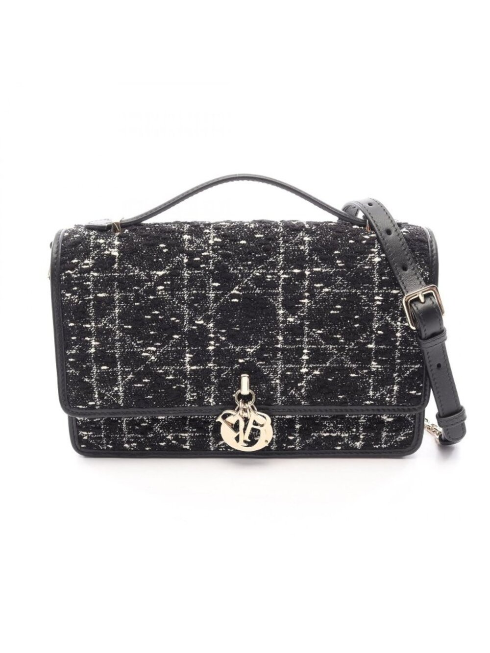 Dior Handbag MY 2-Way Black Fabric Leather MY Top Handle Back